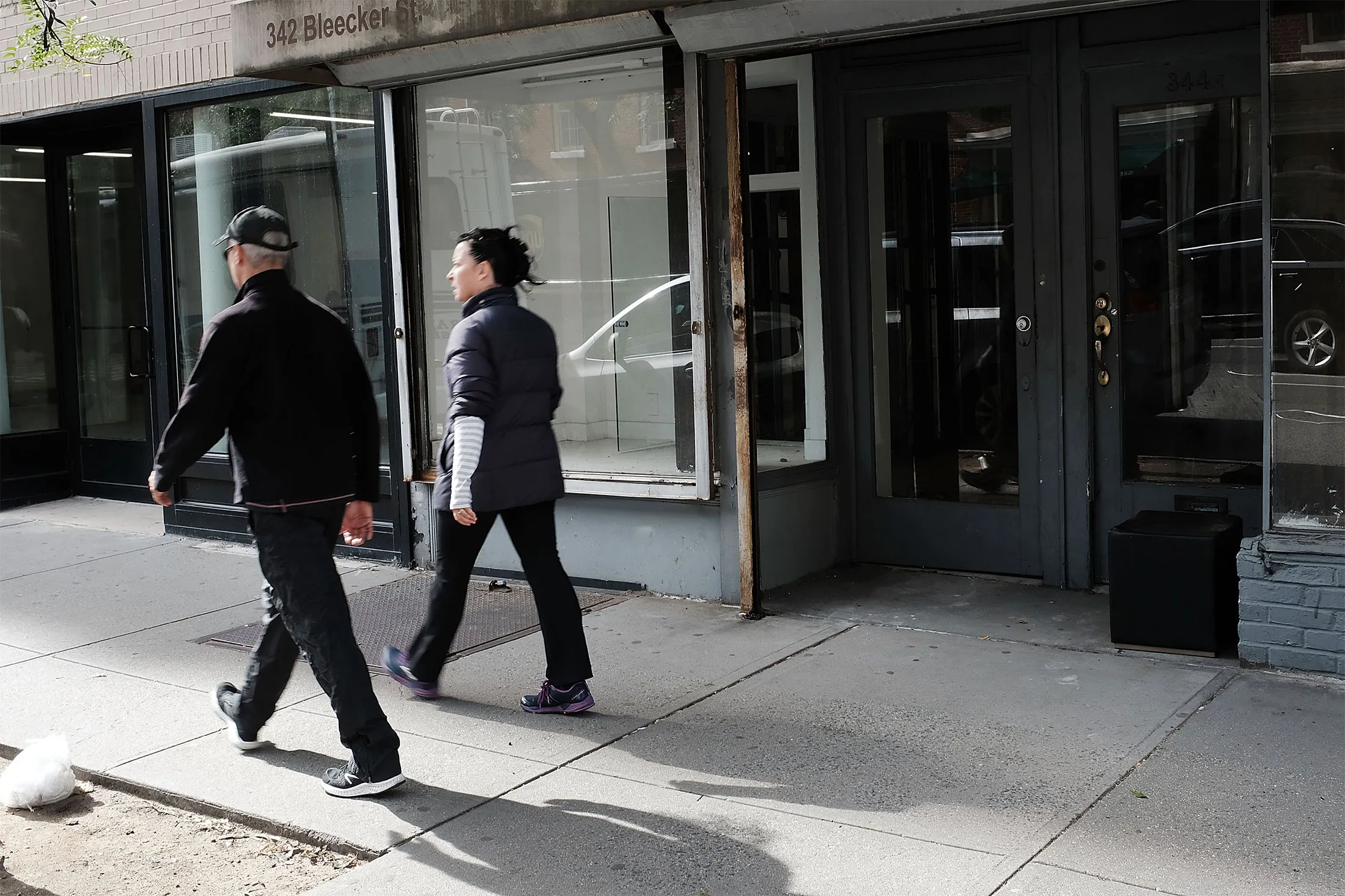An empty store stands along a block in the West Village in New York City.&nbsp;