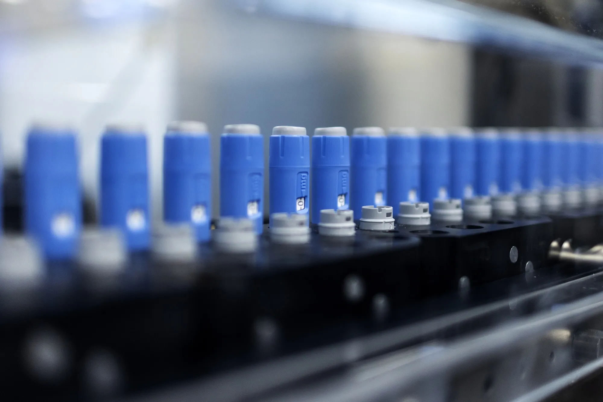 Injection pen parts at the Novo Nordisk A/S production facilities in Hillerod, Denmark.