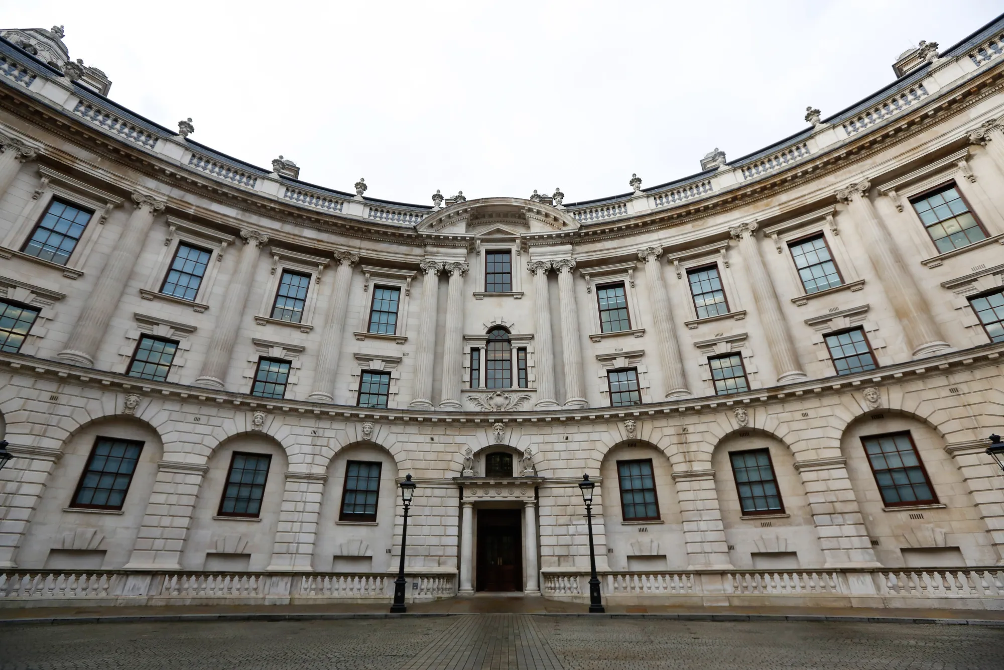 The inner courtyard at the H.M. Treasury building in London.