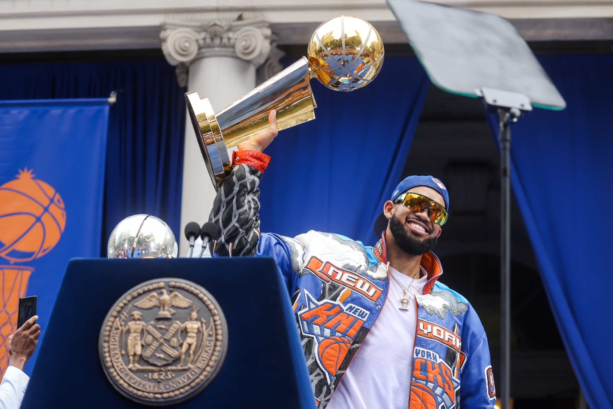 Karl-Anthony Towns lifts the championship trophy