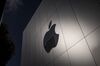 The Apple Inc. logo is seen on the front of the store during the sales launch of the Apple Inc. iPhone 8 smartphone, Apple watch series 3 device, and Apple TV 4K in San Francisco, California, U.S., on Friday, Sept. 22, 2017.
