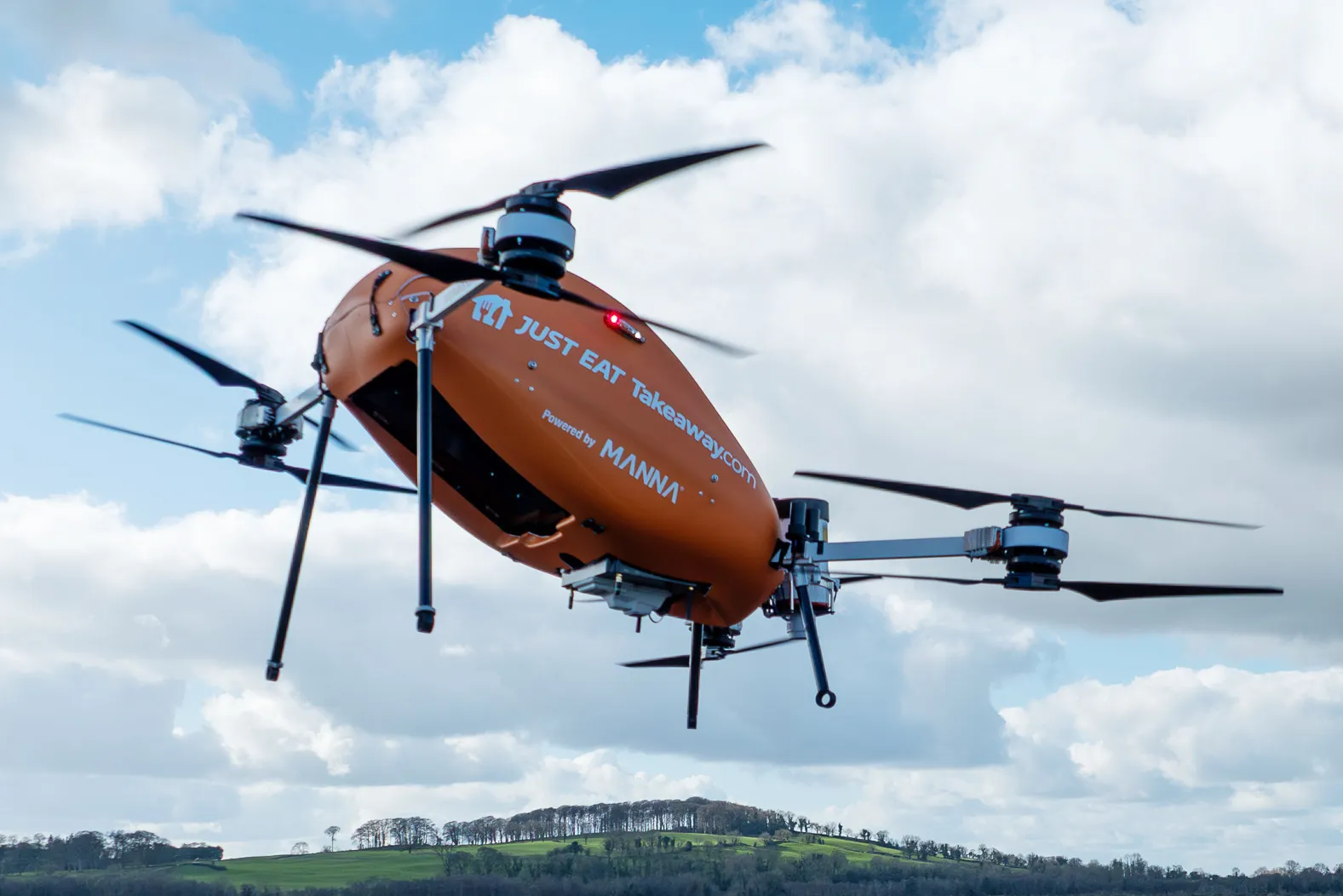 Just Eat will start delivering food by drone in Dublin following a partnership with Manna.