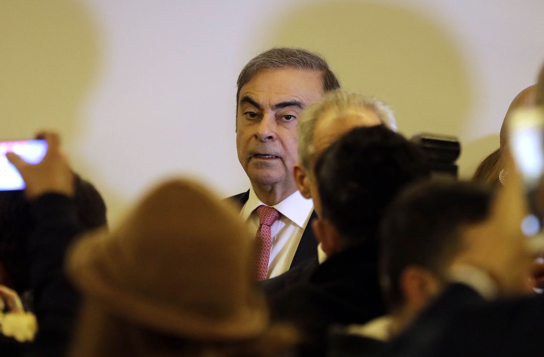 Carlos Ghosn speaks during a news conference in Beirut, Lebanon, on Jan. 8.