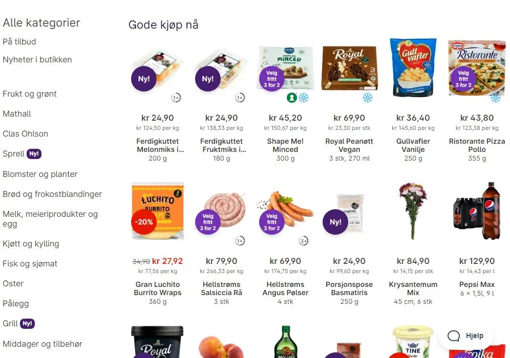 Oda.com online grocery website.