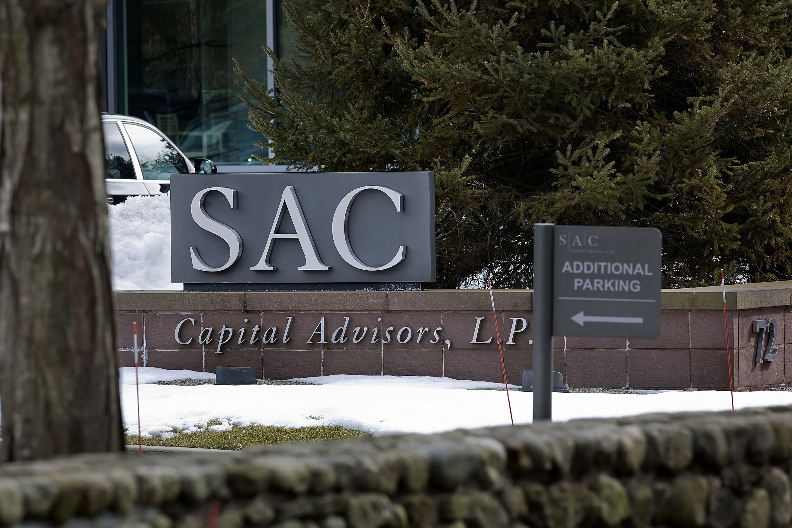 SAC Capital Advisors signage stands outside the former company's headquarters in Stamford, Connecticut, on Feb. 22, 2013.