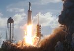 The SpaceX Falcon Heavy rocket lifts off at Kennedy Space Center on Feb. 6.