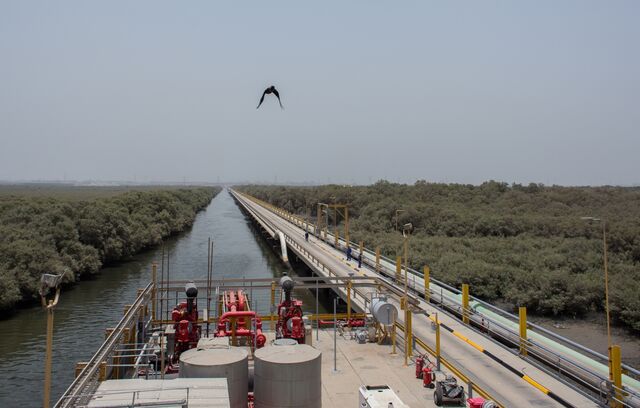 The liquefied natural gas (LNG) distribution pipeline at PGP Consortium Ltd. LNG Terminal in Karachi, Pakistan