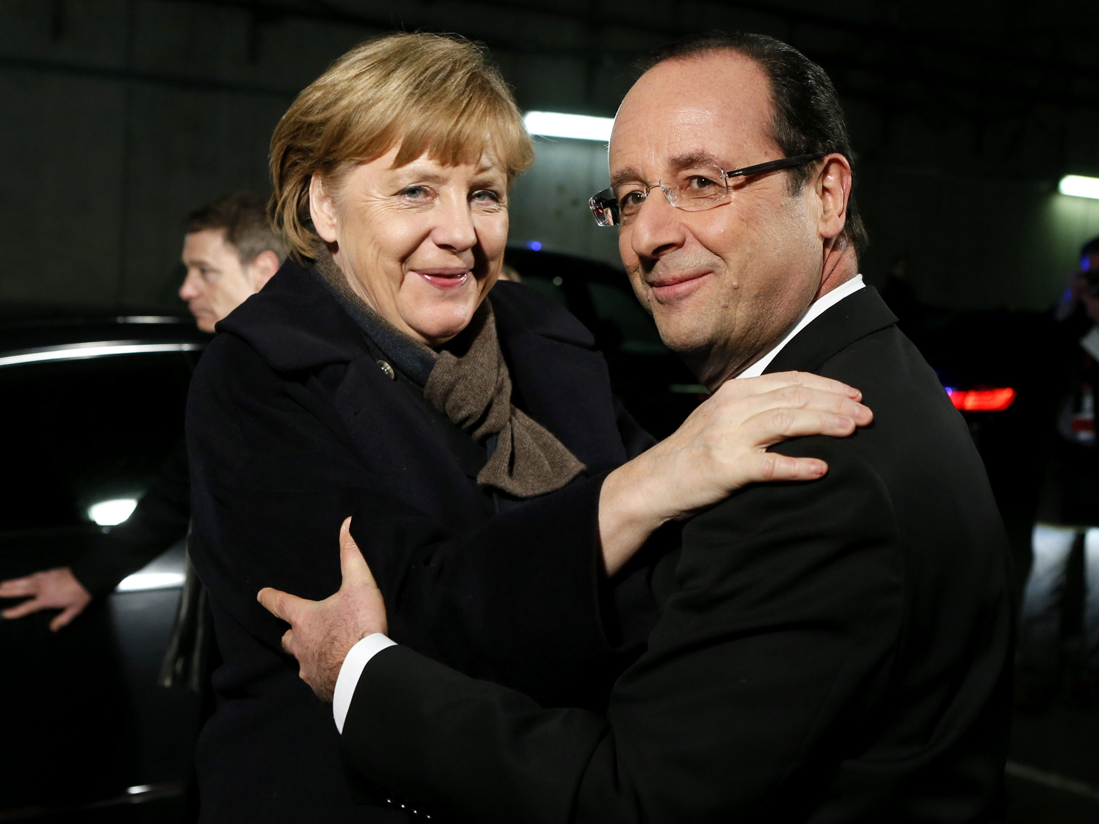 French President Francois Hollande and German Chancellor Angela Merkel.
