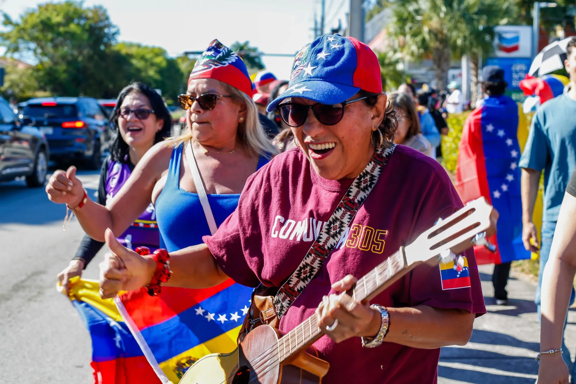 A celebration near El Arepazo restaurant in Doral, Florida, on Jan. 3.