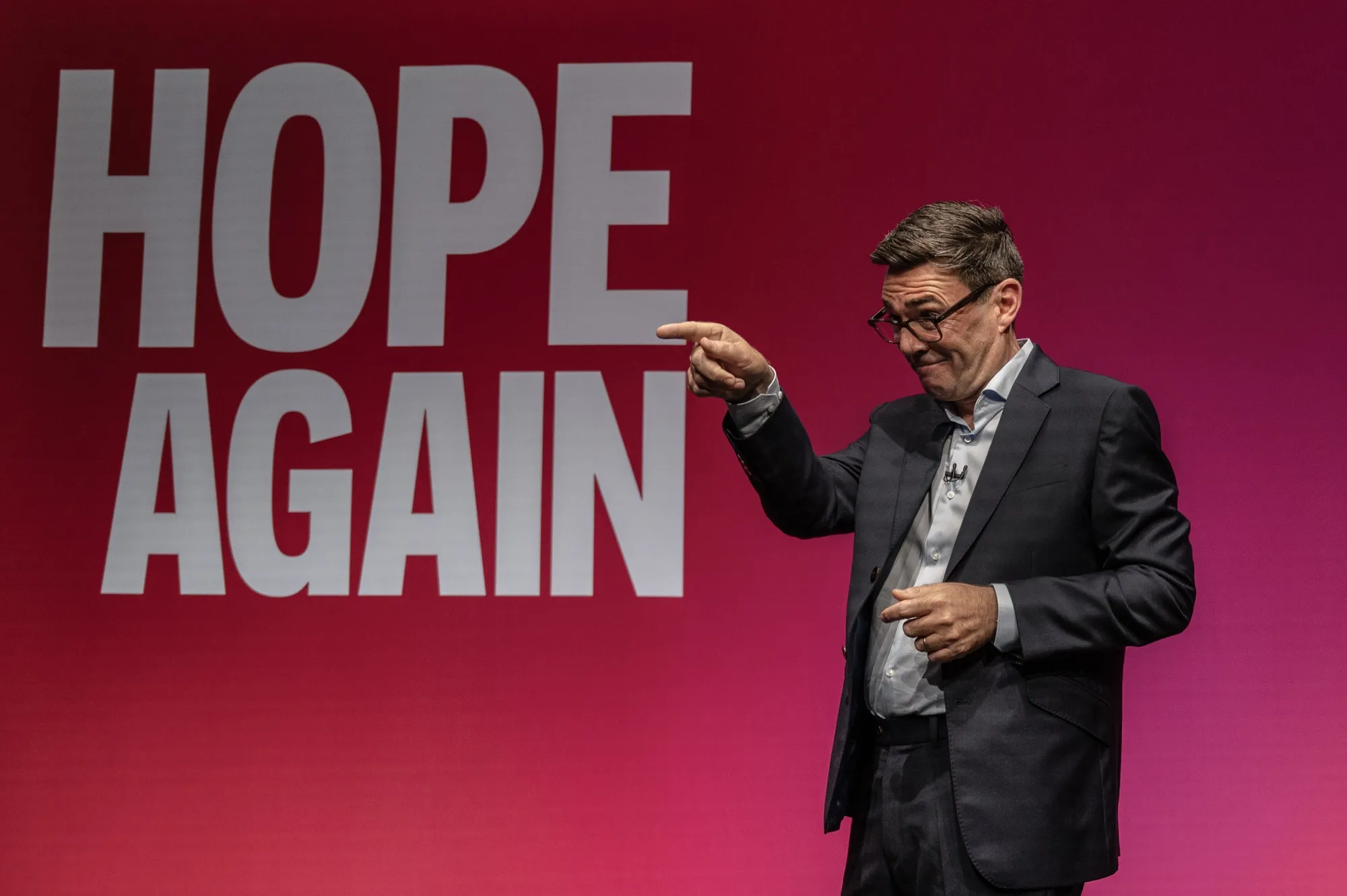 Andy Burnham at the Labour Party annual conference today in Liverpool.