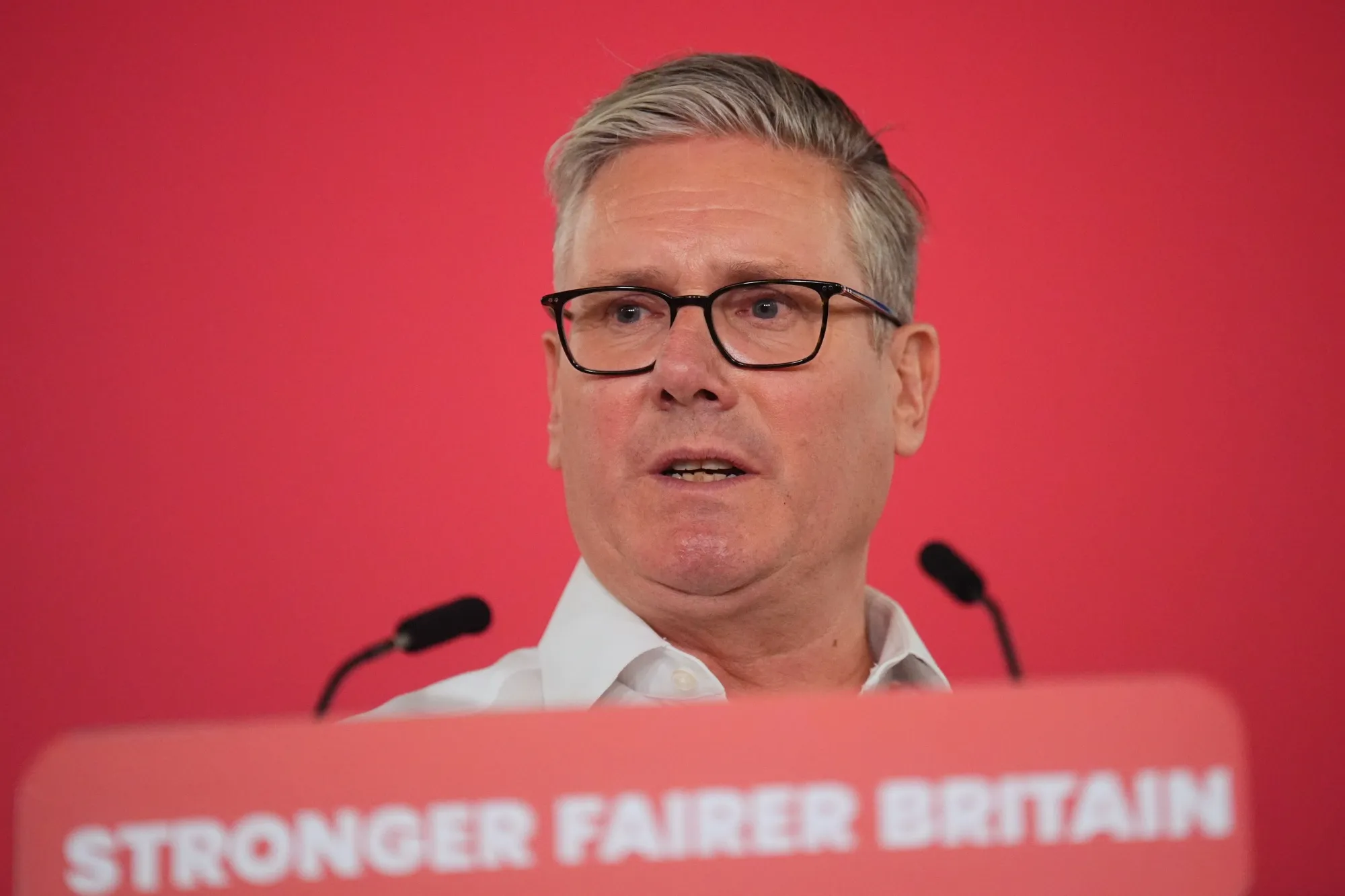 Keir Starmer gives a speech in London, on May 11.