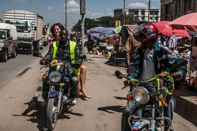 Koczela in traffic on her way to a Penda clinic.