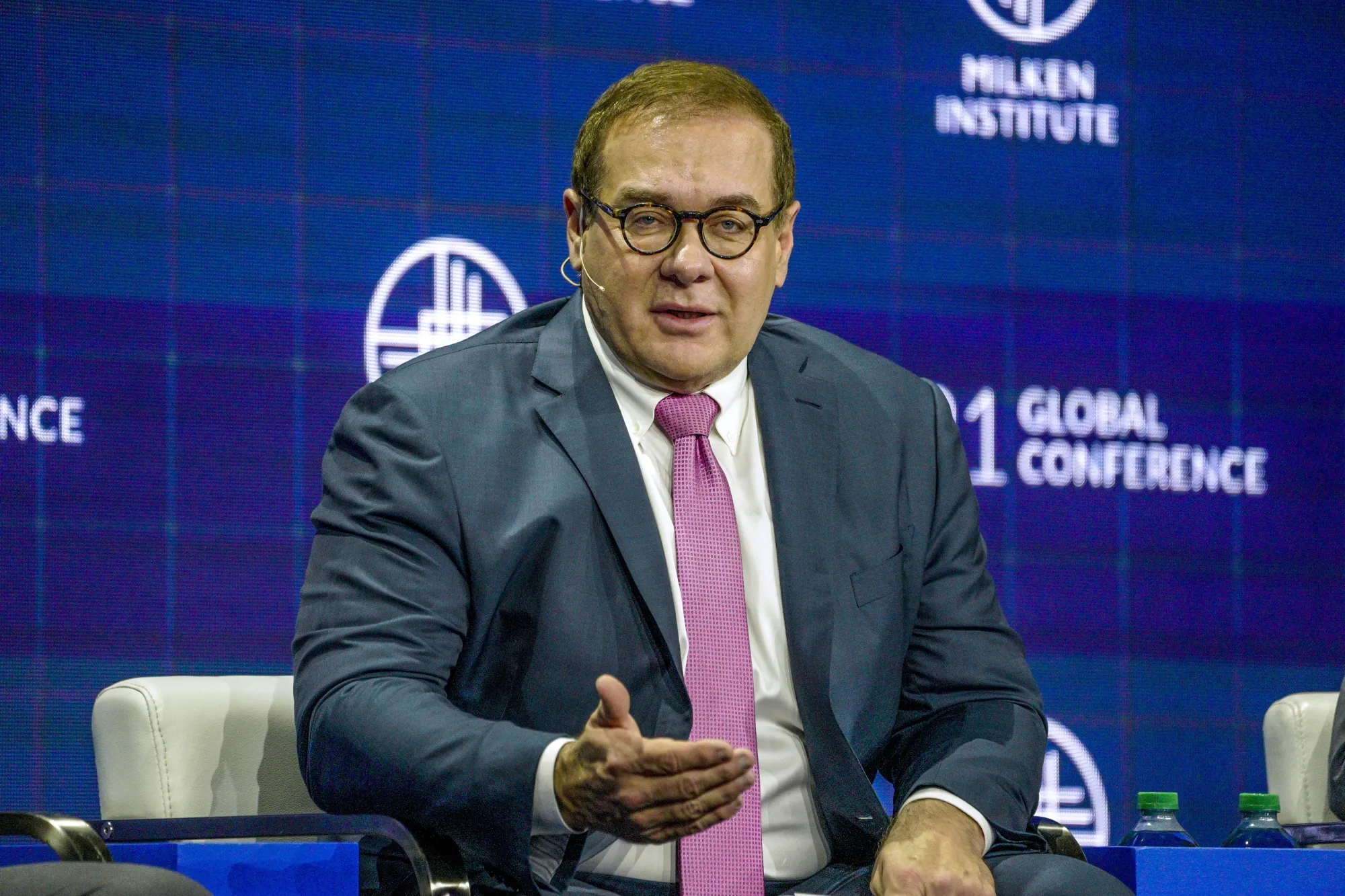 Scott Minerd speaks during a panel discussion at the Milken Institute Global Conference in Beverly Hills, on Oct. 18.