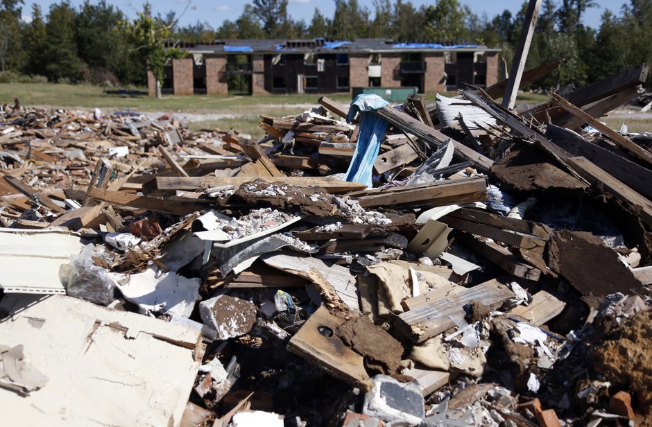 An apartment complex in Louisville, Mississippi, was destroyed in an April 2014 tornado.