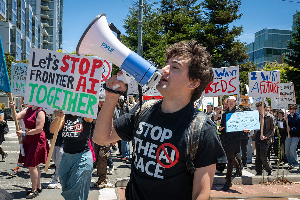 Stop the AI Race protest march in San Francisco.