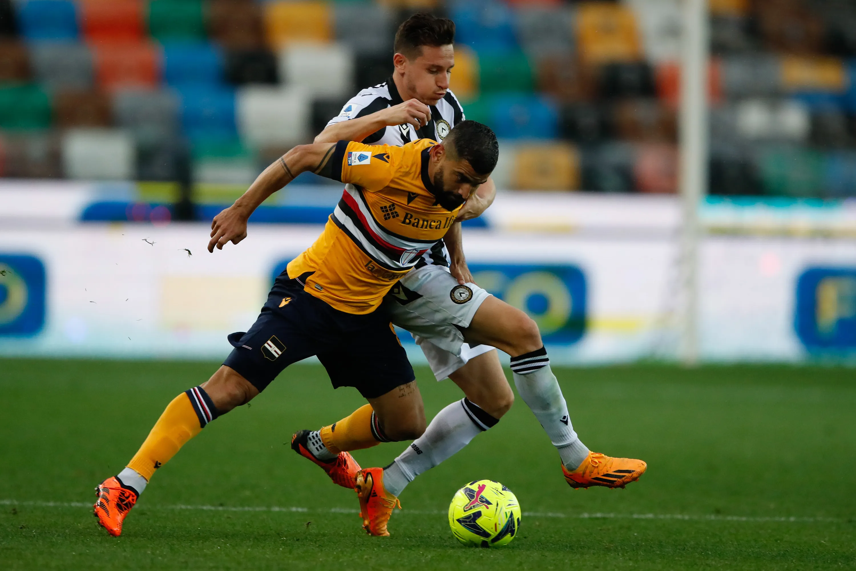 Tomas Rincon of Sampdoria fights for the ball during a match between Udinese Calcio and UC Sampdoria in Udine, Italy, on May 8.