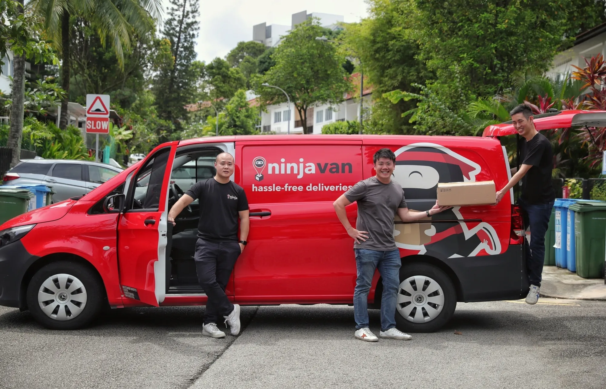 Co-founders of Ninja Van, Shaun Chong, Lai Chang Wen and Boxian Tan.