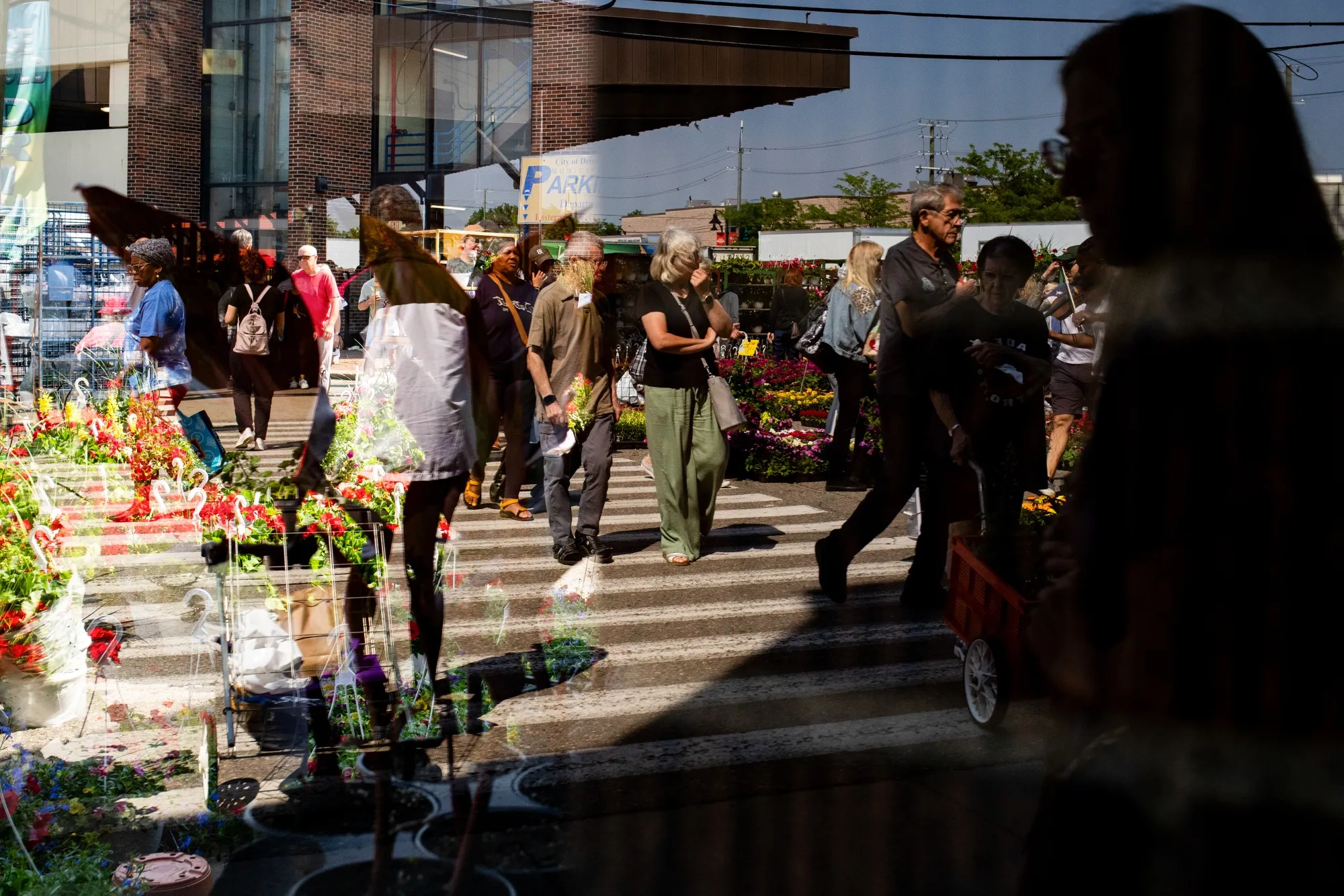 Shoppers at Eastern Market in Detroit, Michigan.
