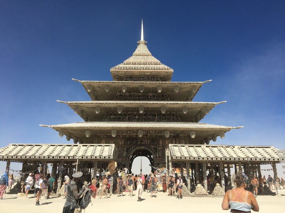 The Temple, one of the central (temporary) landmarks of Burning Man's Black Rock City. 