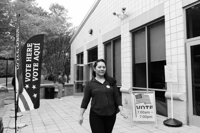 Ovares exits a polling station after voting.