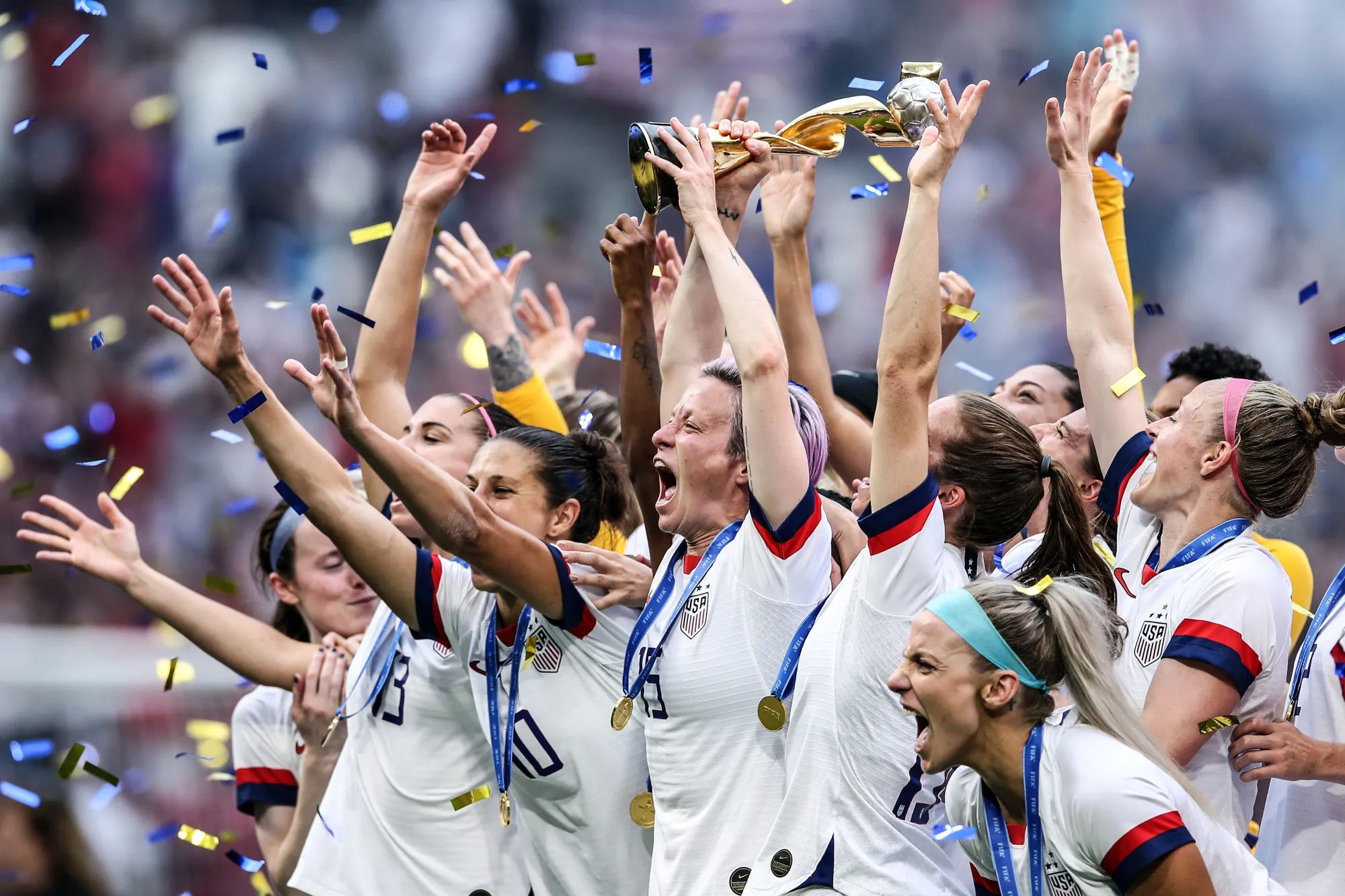 USA win the FIFA Women's World Cup trophy&nbsp;at Stade de Lyon, France, in 2019.