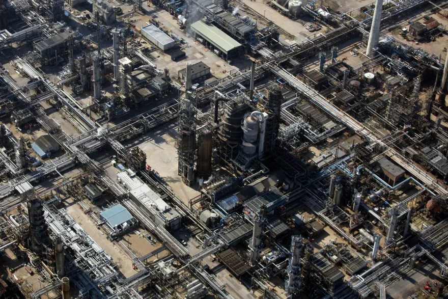 Aerial Views Of The Esso Oil Refinery Operated By Exxon Mobil Corp