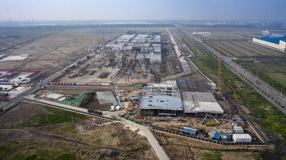 Three Months Into Construction, Tesla China Plant Takes Shape