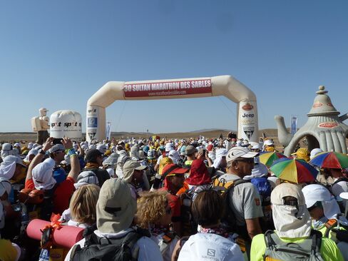 More than 1,400 competitors gather for the start of stage 1 of the Marathon des Sables.