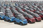 Rows of Baojun E100 electric cars&nbsp;parked in Liuzhou, Guangxi province.&nbsp;