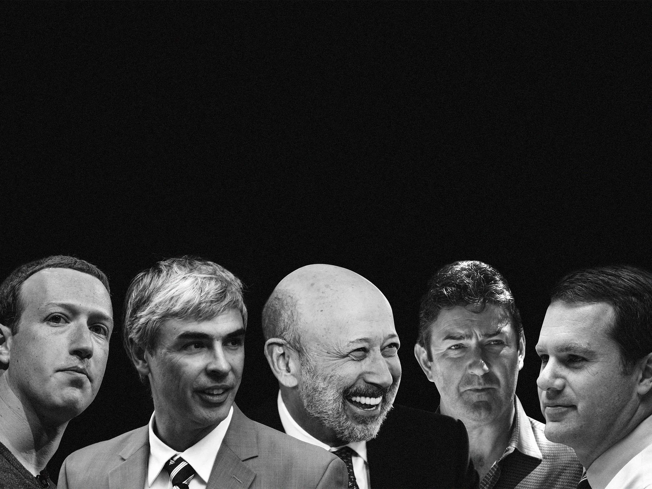 From left: Facebook’s Mark Zuckerberg, Google’s Larry Page, Goldman Sachs’s Lloyd Blankfein, McDonald’s&nbsp;Steve Easterbrook, and Walmart’s Doug McMillon.