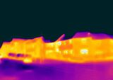Residential homes, taken with a heat-sensing camera showing higher amounts of heat emitted in the brighter parts, in Bracknell, U.K.