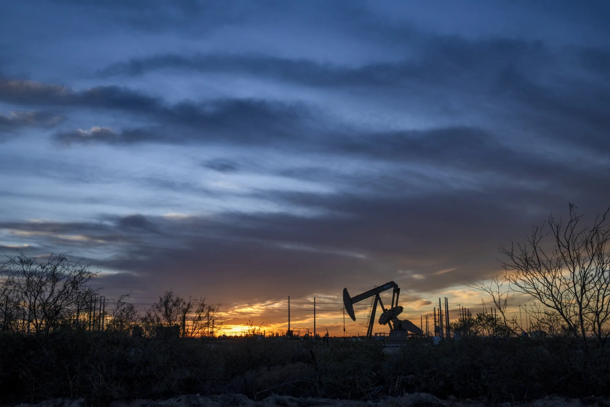An oil pumpjack in Midland, Texas.