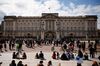 People gather outside Buckingham Palace on April 9.