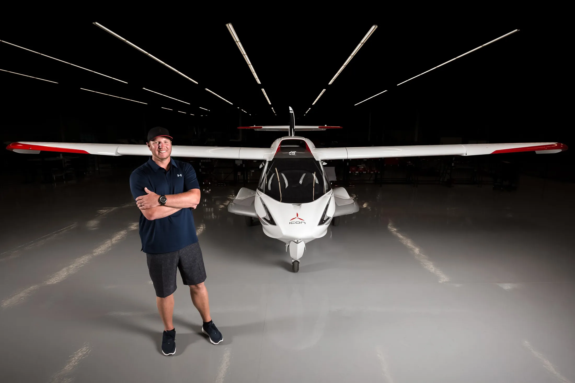 Roy Halladay poses with his&nbsp;ICON A5.