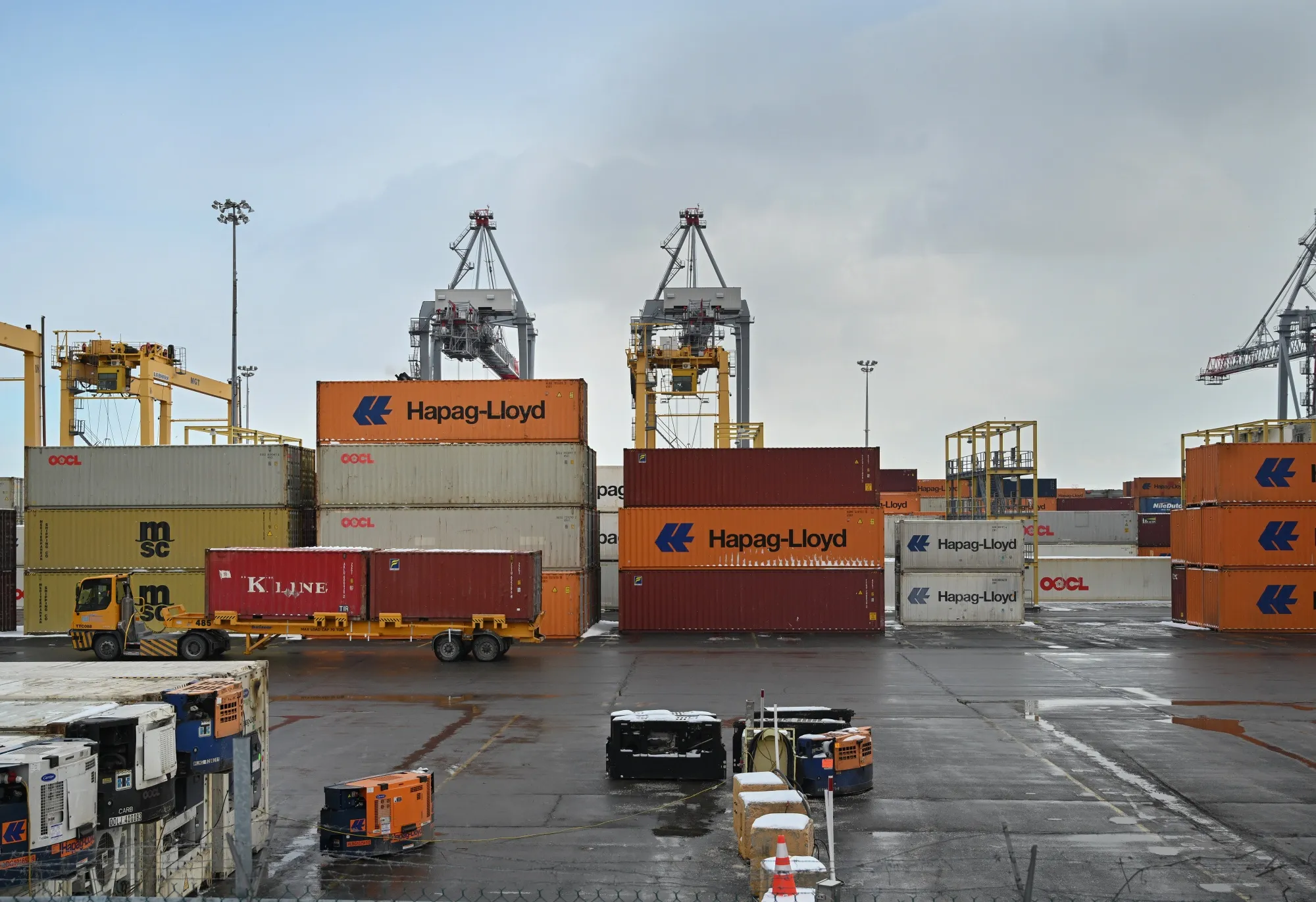 Shipping containers at the Port of Montreal in Montreal.