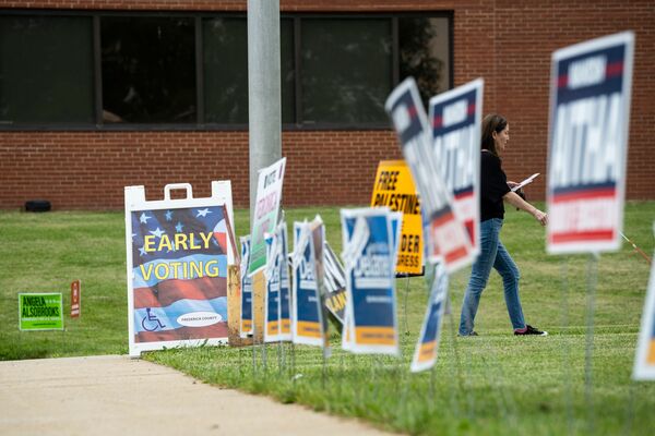 Residents Cast Ballots During Early Voting In Maryland's Primary Election