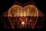 Jacqueline B. Arnold, Robyn Hurder, Holly James, and Jeigh Madjus pose for the opening number of Moulin Rouge!