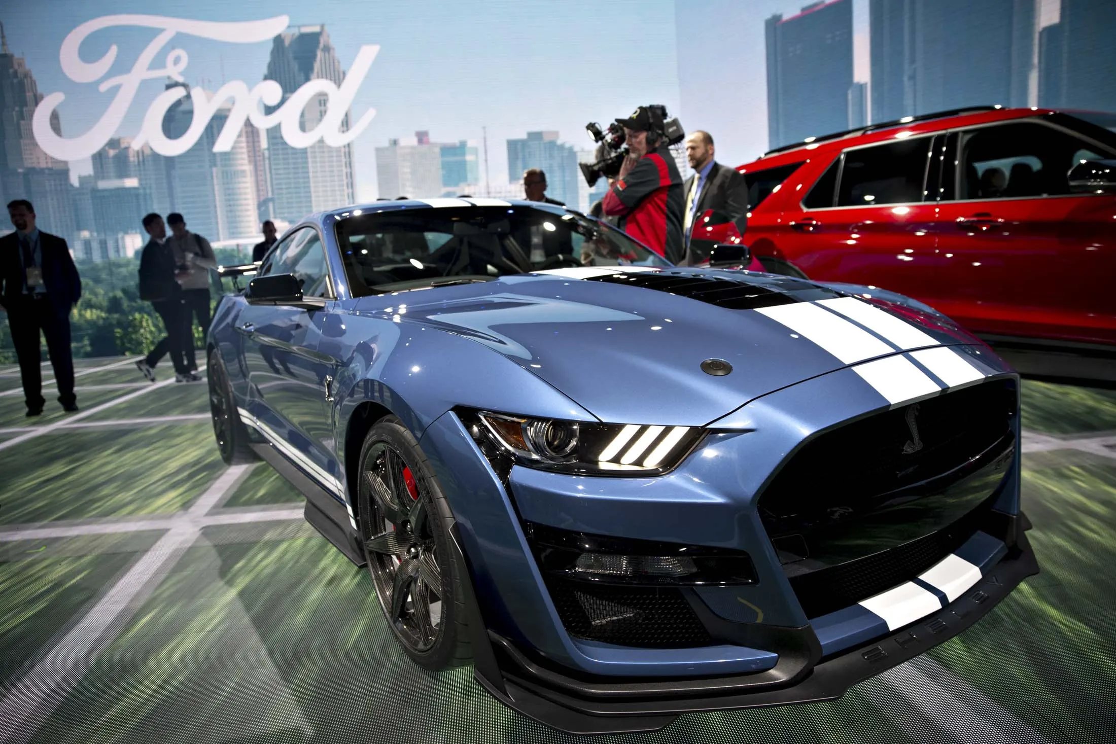 Ford Motor Co.’s&nbsp;Mustang Shelby GT500 is displayed at the 2019 North American International Auto Show (NAIAS) in Detroit.