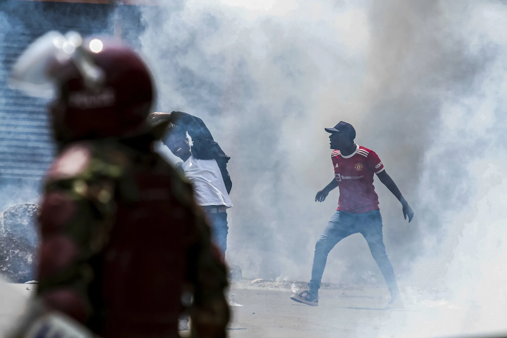 Protestors take part in anti-government demonstrations in Nairobi on July 2.