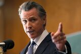California Governor Gavin Newsom Meets With Campaign Staff And Volunteer On Day Of Recall Election Vote