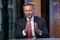 Christian Lindner, leader of the Free Democratic Party, gestures while speaking during a Bloomberg Television interview in Berlin, Germany, on Thursday, Aug. 31, 2017. Photographer: Krisztian Bocsi/Bloomberg