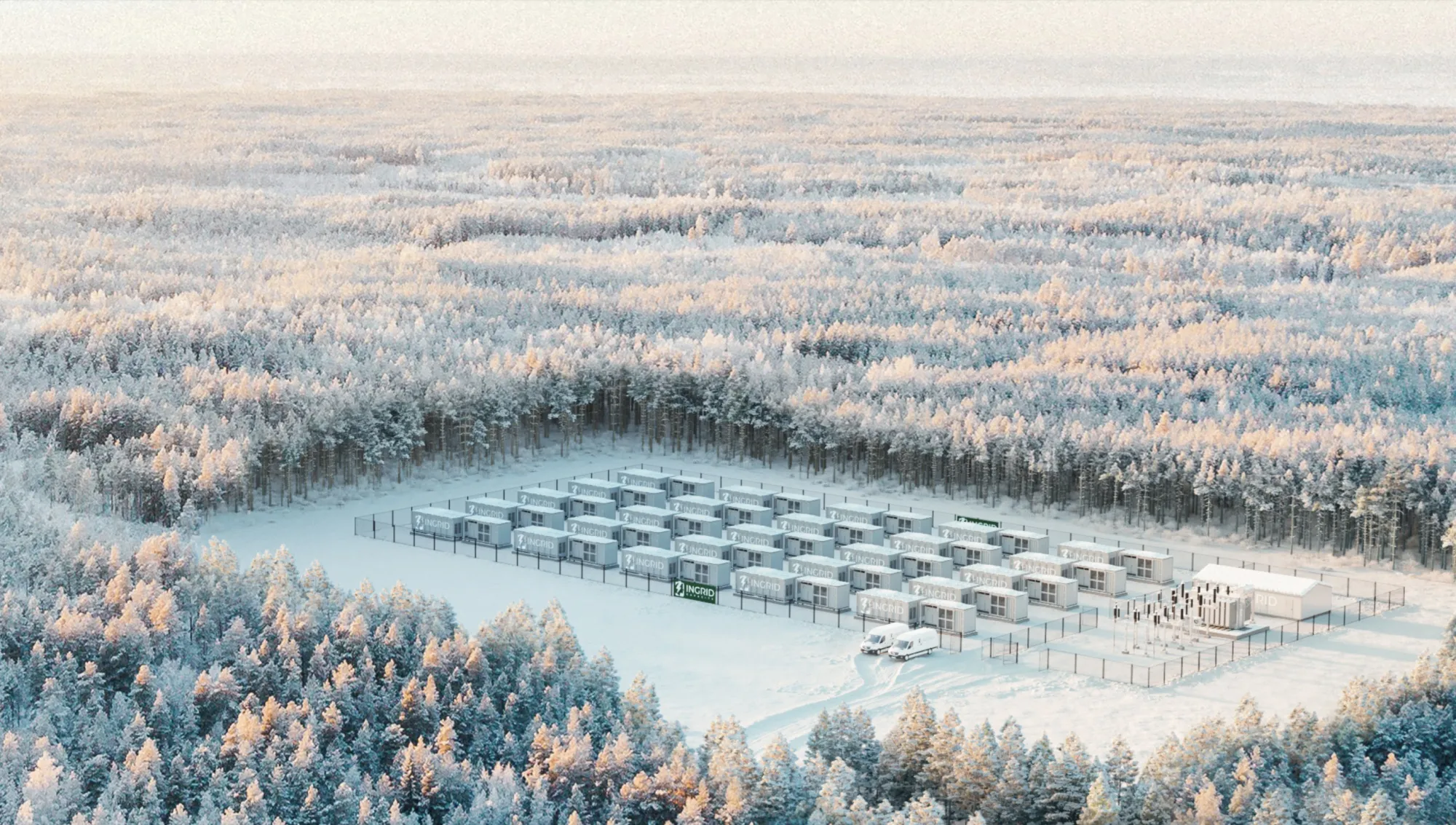 A rendering of Ingrid Capacity’s Nivala battery project in Finland.