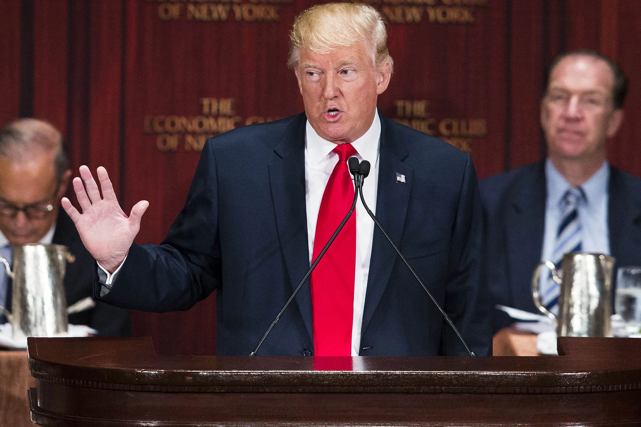 Donald Trump speaks at the Economic Club of New York in New York on Sept. 15.
