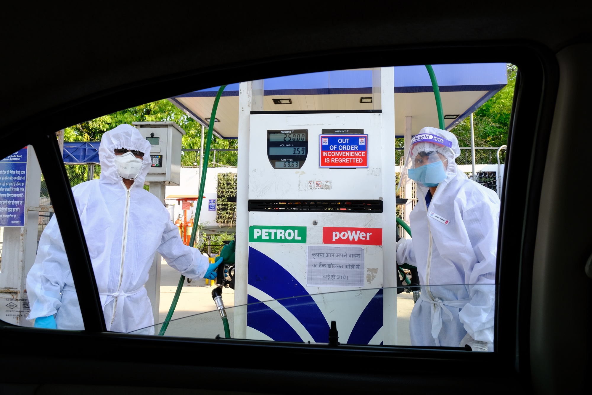 Gas station at lockdown in New Delhi, India, in April.
