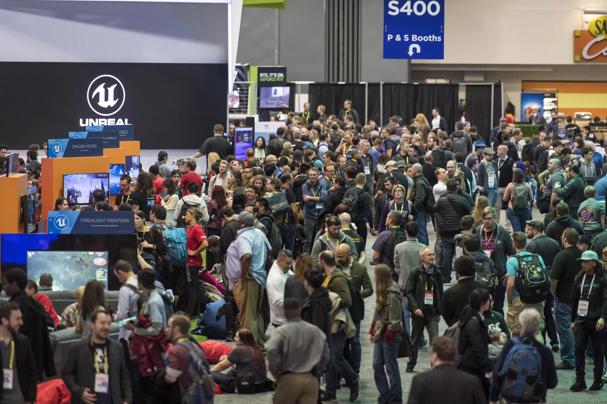 Attendees walk the floor at the Game Developers Conference in San Francisco, , March 2019.