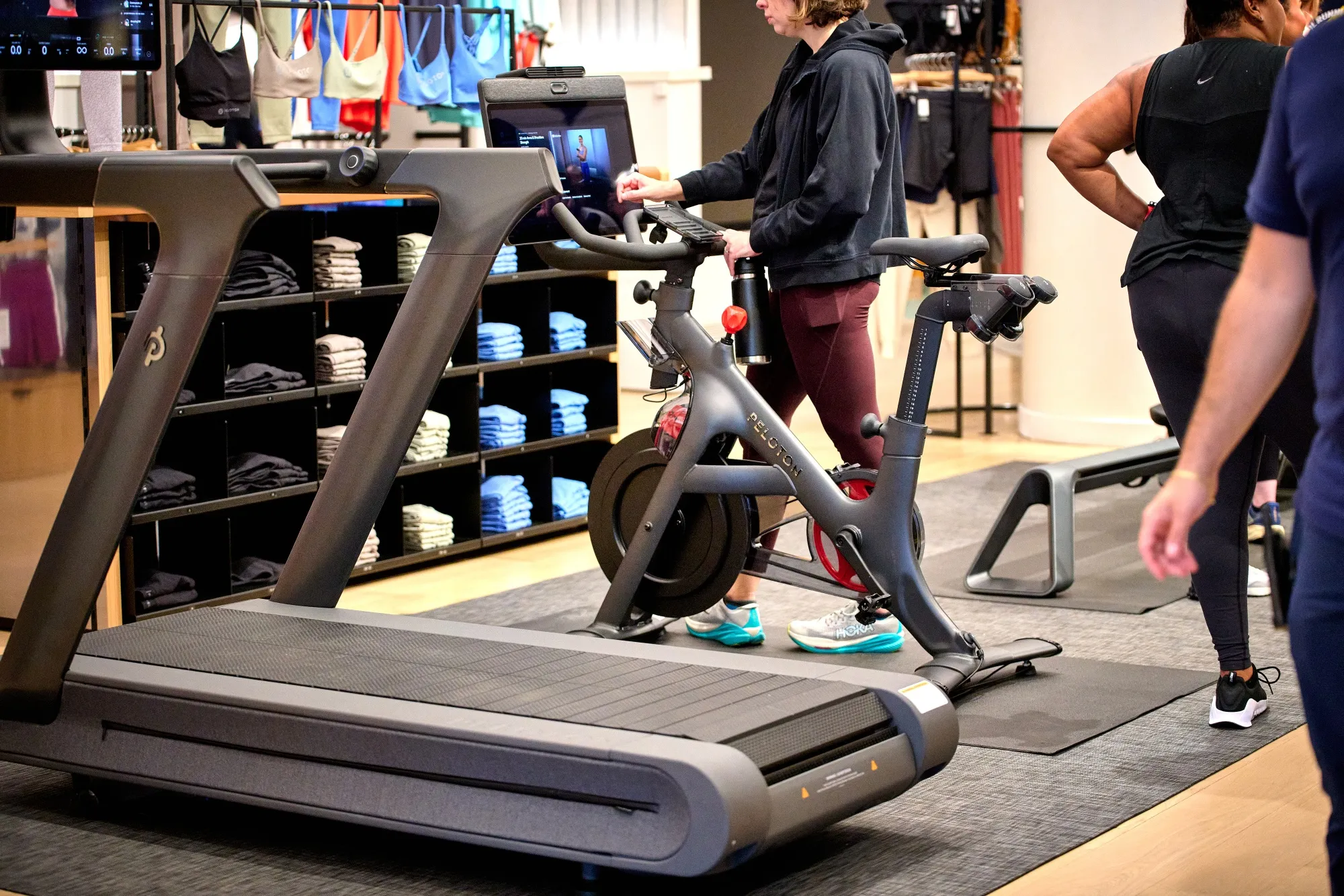 The Peloton Tread+ and Bike+ at Peloton headquarters in New York.