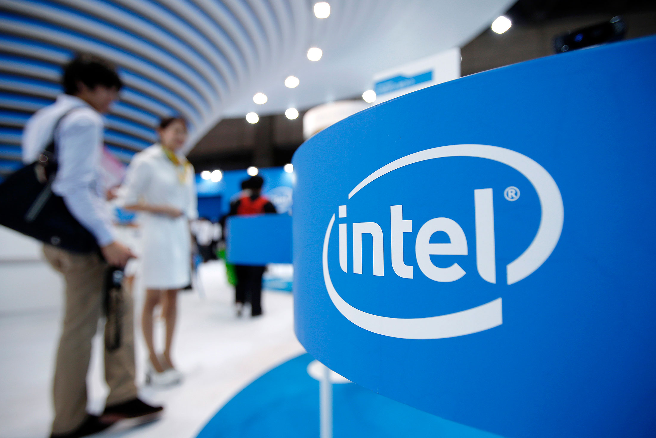 The Intel Corp. booth at the CEATEC Japan 2013 exhibition in Chiba City.
