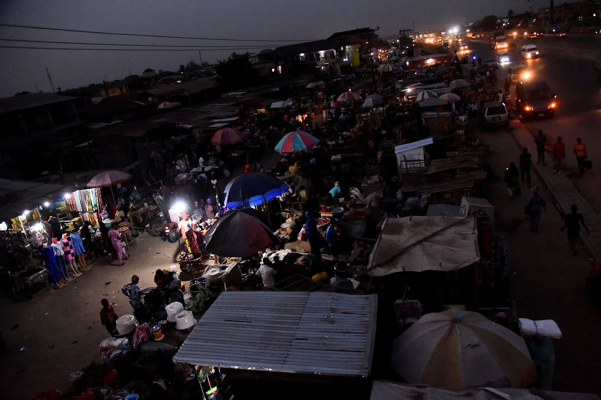 A market without electricity in&nbsp;Ibafo, Ogun State,&nbsp;Nigeria in March.