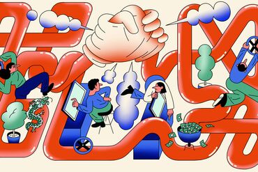 **DO NOT USE OUTSIDE OF BLOOMBERG OPINION AI FEATURE** Illustration: Simon Landrein for Bloomberg Opinion column on AI in China