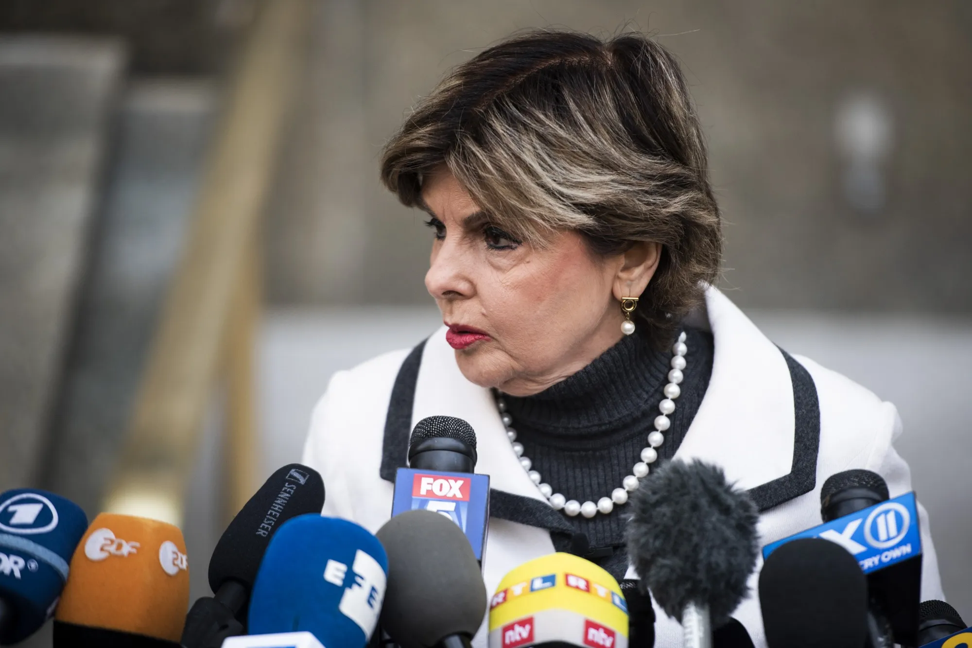 Attorney Gloria Allred speaks to members of the media outside state supreme court in New York, U.S., on Wednesday, March 11, 2020.